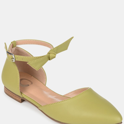 Journee Collection Women's Vielo Bow Ankle Strap Flats In Green