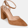 Journee Collection Women's Tyyra Ankle Strap Block Heel Pumps In Cognac