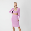 Gstq Ribbed Side Slit Skirt In Pink
