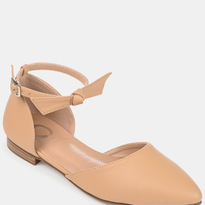 Journee Collection Women's Vielo Bow Ankle Strap Flats In Brown