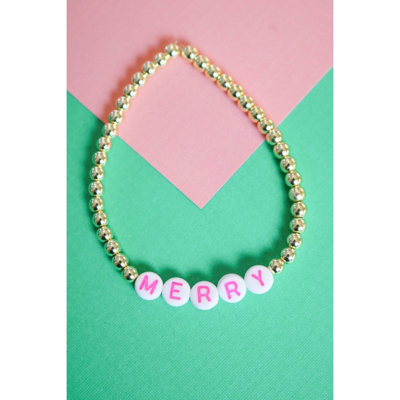 Taylor Reese Pink "merry" Little Holiday Bracelet