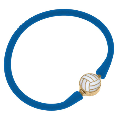 Canvas Style Enamel Volleyball Silicone Bali Bracelet In Blue