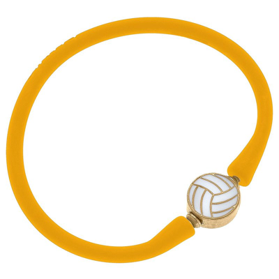 Canvas Style Enamel Volleyball Silicone Bali Bracelet In Cantalope In Gold