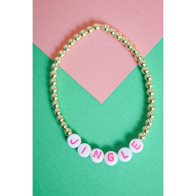 Taylor Reese Pink "jingle" Little Holiday Bracelet In Gold