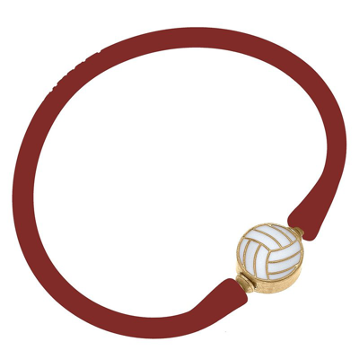 Canvas Style Enamel Volleyball Silicone Bali Bracelet In Rust In Brown