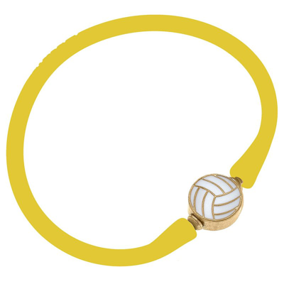 Canvas Style Enamel Volleyball Silicone Bali Bracelet In Yellow