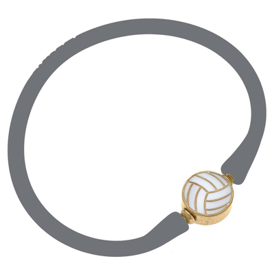 Canvas Style Enamel Volleyball Silicone Bali Bracelet In Grey