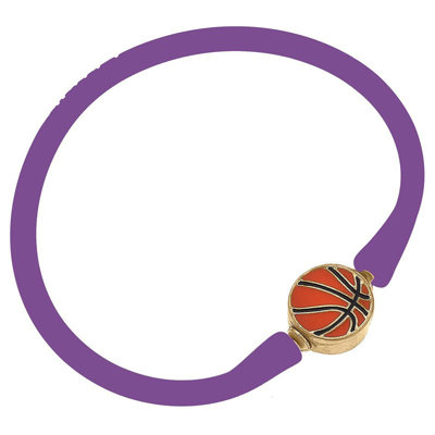 Canvas Style Enamel Basketball Silicone Bali Bracelet In Purple