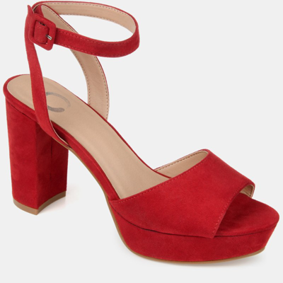 Journee Collection Women's Nairri Platform Block Heel Dress Sandals In Red