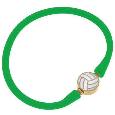 Canvas Style Enamel Volleyball Silicone Bali Bracelet In Green