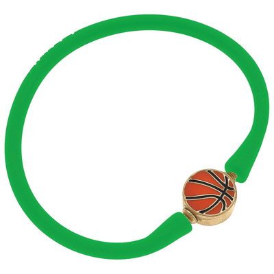Canvas Style Enamel Basketball Silicone Bali Bracelet In Green