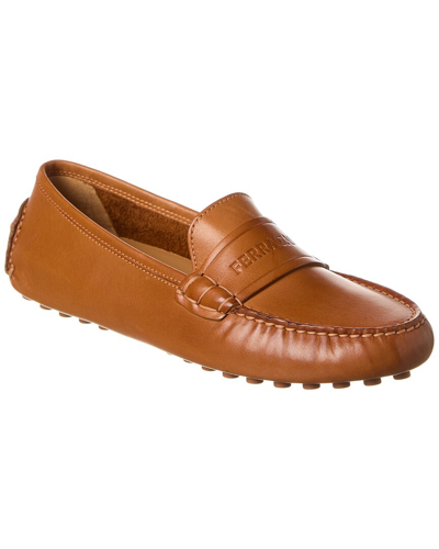 Ferragamo Iside Leather Loafer In Brown