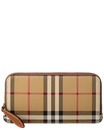 Burberry Vintage Check E-canvas & Leather Coin Purse In Beige