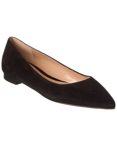 Gianvito Rossi Suede Pointed-toe Ballerina Flats In Black