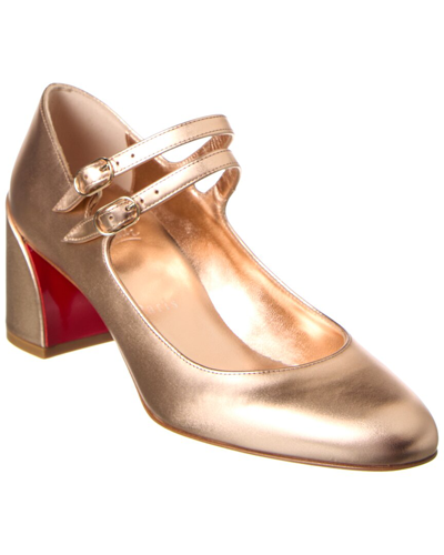 Christian Louboutin Miss Jane 55 Leather Pump In Gold