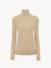 CHLOÉ PULL COL ROULÉ FEMME BEIGE TAILLE XS 100% LAINE, POLYAMIDE, ÉLASTHANNE