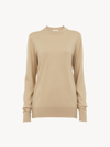 Chloé Pull Ajusté Col Rond Femme Beige Taille Xs 100% Laine In Beige