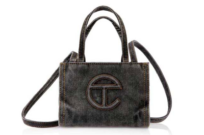 Pre-owned Telfar Small Denim Shopping Bag Black