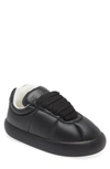 Marni Padded Leather Sneakers With Flat Rubber Sole In Black