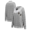 Pro Standard Heather Gray Green Bay Packers Prep V-neck Pullover Sweater In Heather Gray