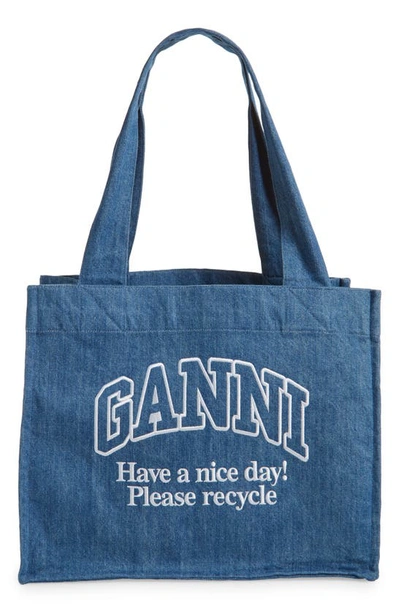 Ganni Large Easy Denim Shopper Bag