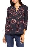 Nydj High-low Crepe Blouse In Blossombrook