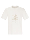 Brunello Cucinelli Men's Crew-neck Basic Fit Cotton Jersey T-shirt With Print In White