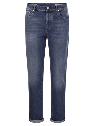 Brunello Cucinelli Five-pocket Slim Fit Trousers In Comfort Denim In Dark Denim