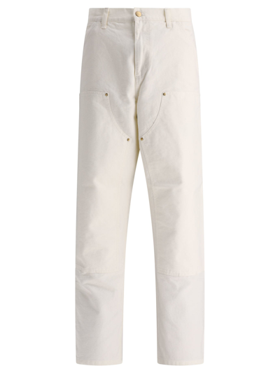 Carhartt Wip Double Knee Cream Trousers In White