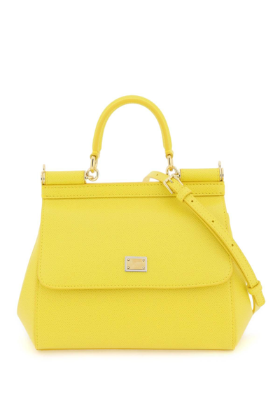 Dolce & Gabbana Sicily Small Tote Bag In Yellow