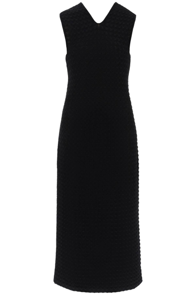 Jil Sander Midi Dress In Openwork Knit In Black