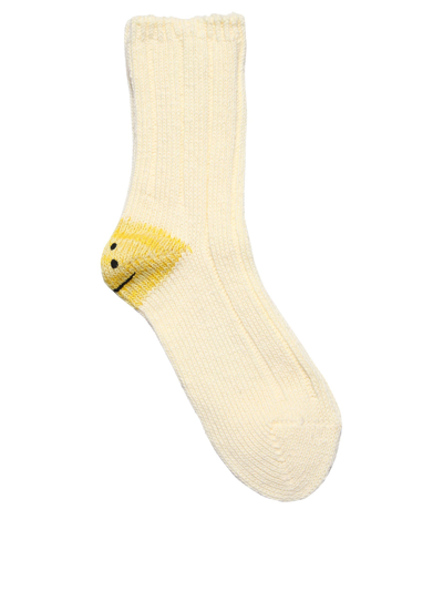 Kapital Printed Intarsia Cotton-blend Socks In Yellow