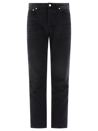Séfr Black Straight Cut Jeans In Rinsed Blue/black