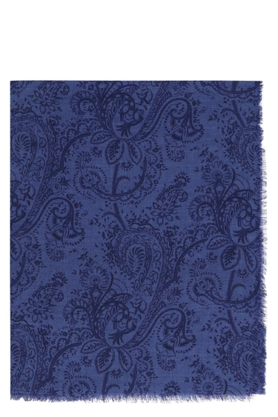 Etro Shaal-nur Paisley-print Scarf In Blue