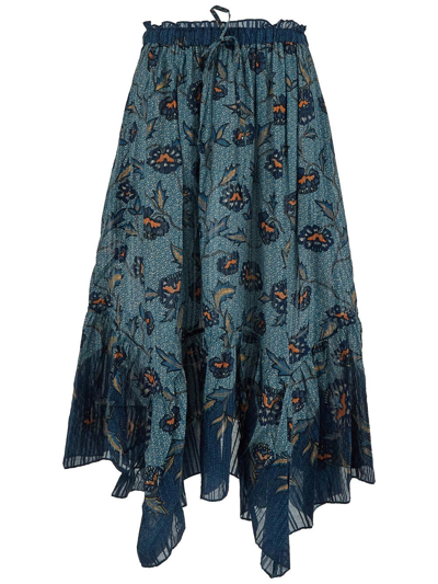 Ulla Johnson Floral Skirt In Blue