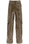 Ganni Brown Patent Faux-leather Trousers In Brown