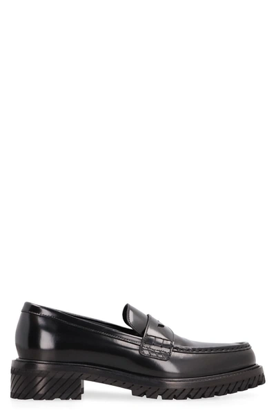 Off-white Chunky-sole Leather Loafers In Black