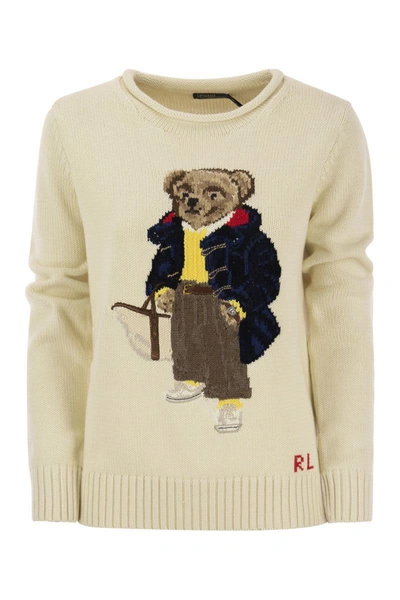 Polo Ralph Lauren Polo Bear Cotton Jersey In Chic Cream