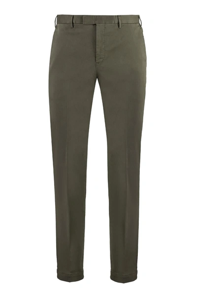 Pt01 Stretch Cotton Trousers In Green