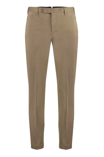 Pt01 Stretch Cotton Trousers In Beige