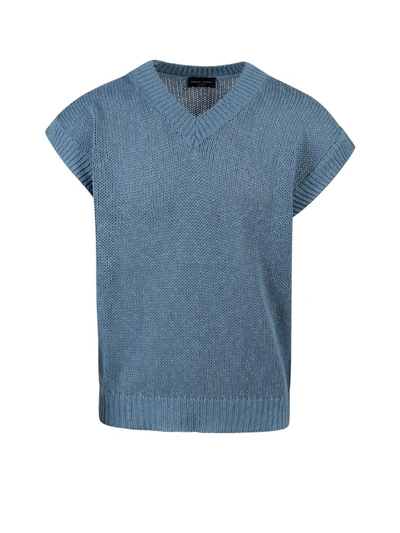 Roberto Collina Ribbed Cotton And Linen Sweater - Atterley In Blue