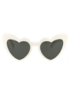 Saint Laurent Loulou Heart-shaped Acetate Sunglasses In 003 Ivory Ivory Grey