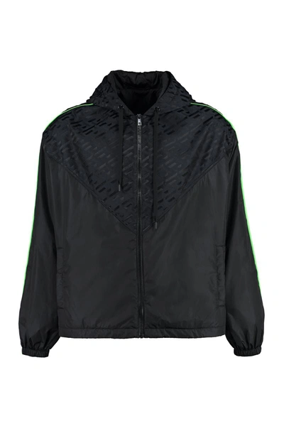 Versace Panelled Logo-print Track Jacket In Black