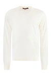 Versace La Greca Semi-sheer Knit Sweater In Ivory