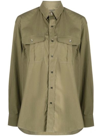 Wardrobe.nyc Oversize Cotton Shirt In Mltgr Military