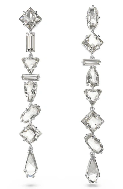 Swarovski Women's Mesmera Rhodium-plated & Crystal Linear Drop Earrings In White