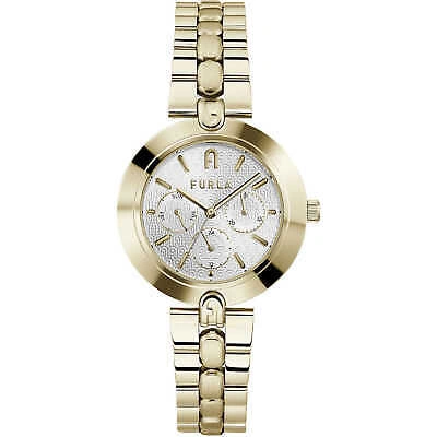 Pre-owned Furla Womens Wristwatch  Logo Links Ww00030007l2 Multifunction Steel Golden