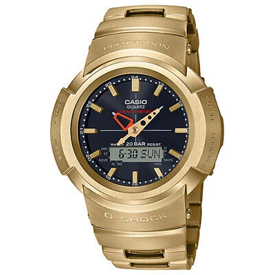 Pre-owned Casio G-shock Full Metal Awm-500gd-9ajf Black Gold Atomic Men's Watch In Box
