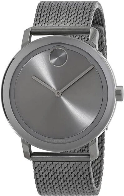 Pre-owned Movado 3600902 Bold Evolution Grey Dial Stainless Steel Mesh Band Mens Watch