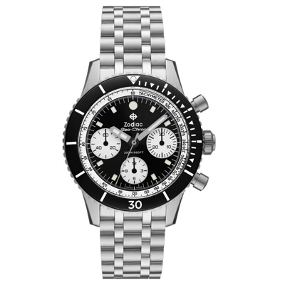 Pre-owned Zodiac Sea-chron 42mm Black-white Automatic Men's Watch Zo3604